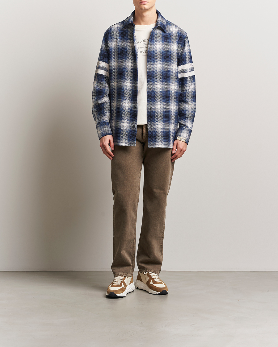 Herre | Skjorter | Golden Goose | Heavy Check Overshirt Ice/Indigo