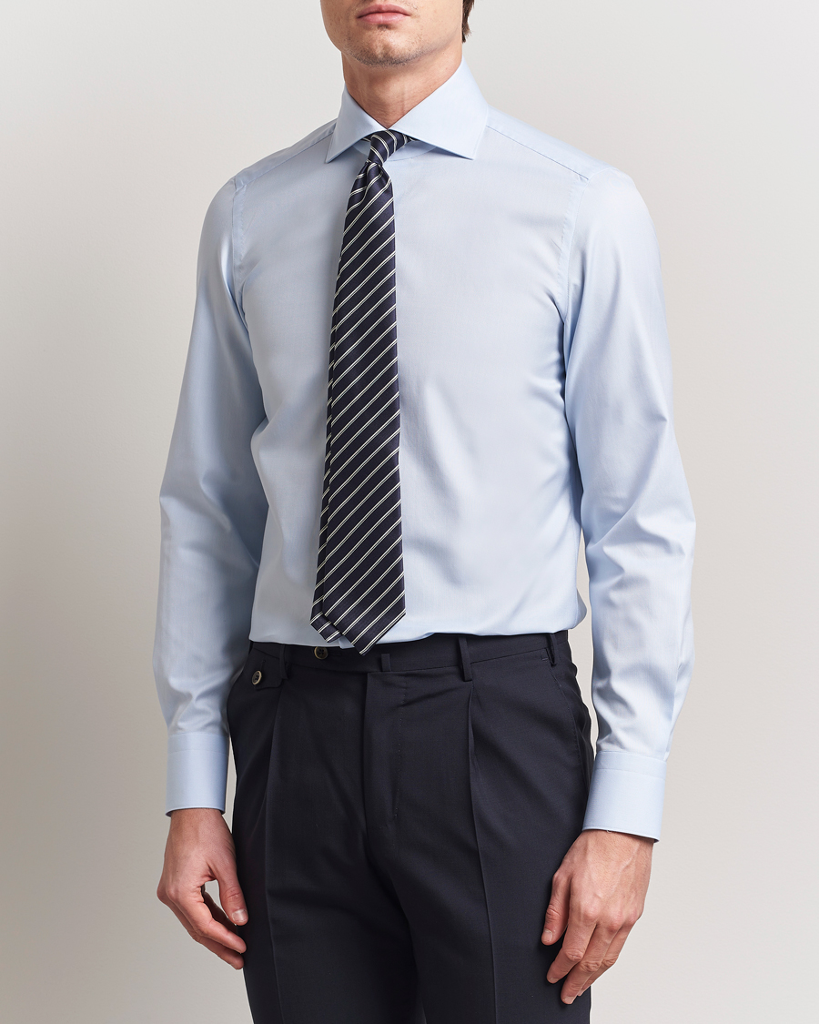 Herre | Skjorter | Finamore Napoli | Milano Slim Royal Oxford Dress Shirt Light Blue