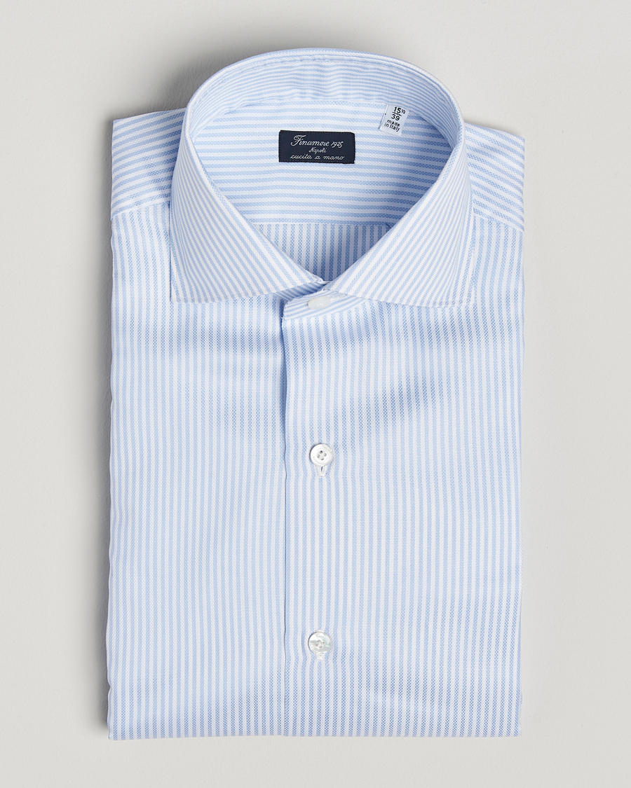 Herre | Skjorter | Finamore Napoli | Milano Slim Royal Oxford Dress Shirt Blue Stripe