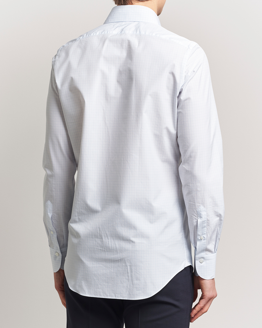 Herre | Skjorter | Finamore Napoli | Milano Slim Popeline Check Shirt Light Blue
