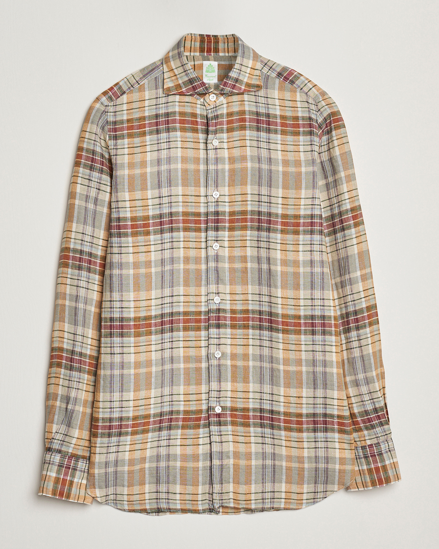 Herre | Skjorter | Finamore Napoli | Gaeta Linen Shirt Beige Check