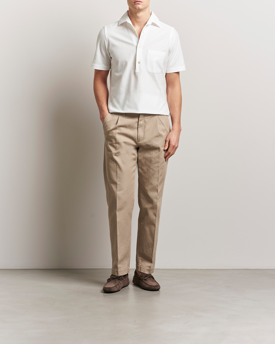 Herre | Skjorter | Finamore Napoli | Vico Jersey Short Sleeve Polo White