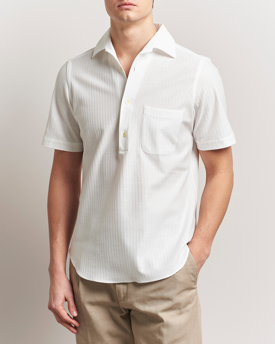 Herre | Skjorter | Finamore Napoli | Vico Jersey Short Sleeve Polo White