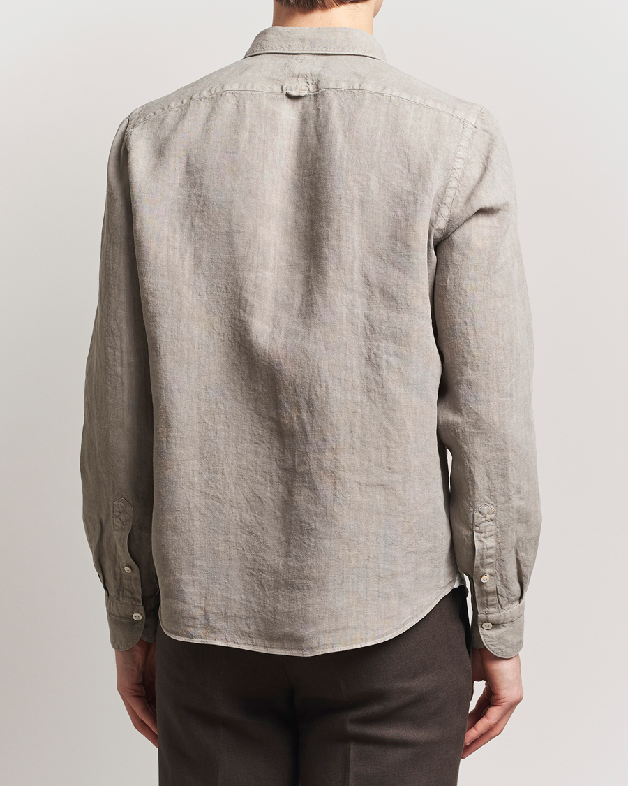 Herre | Skjorter | Finamore Napoli | Salina Garment Dyed Linen Overshirt Taupe