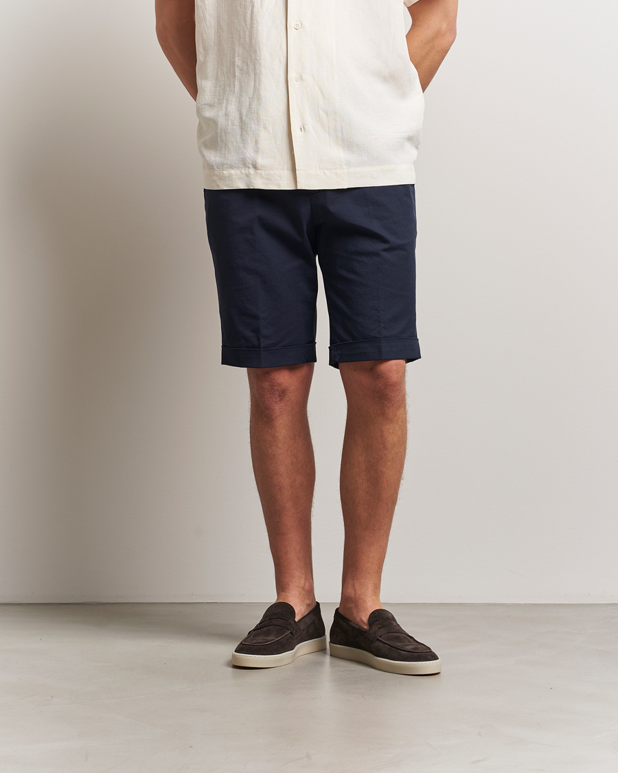 Herre | Shorts | Briglia 1949 | Pleated Cotton Shorts Navy
