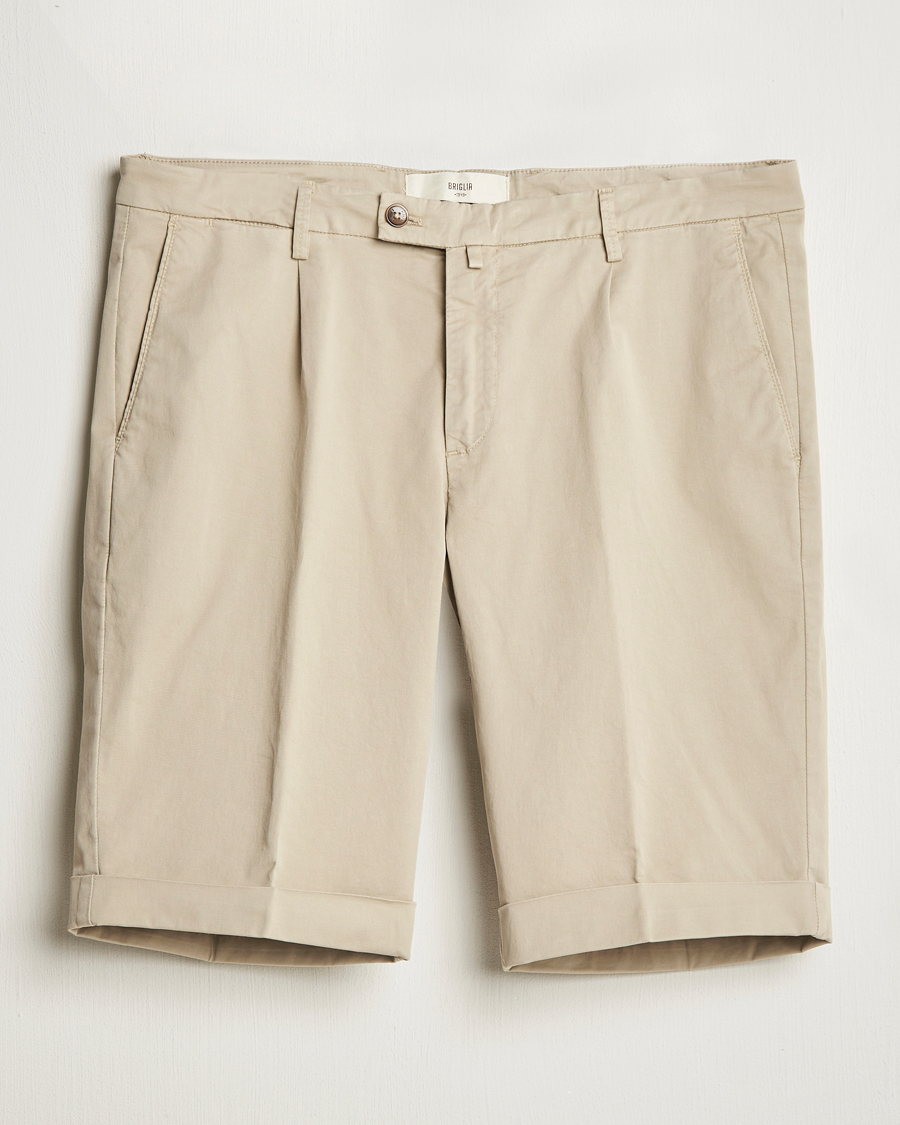 Herre | Shorts | Briglia 1949 | Pleated Cotton Shorts Taupe