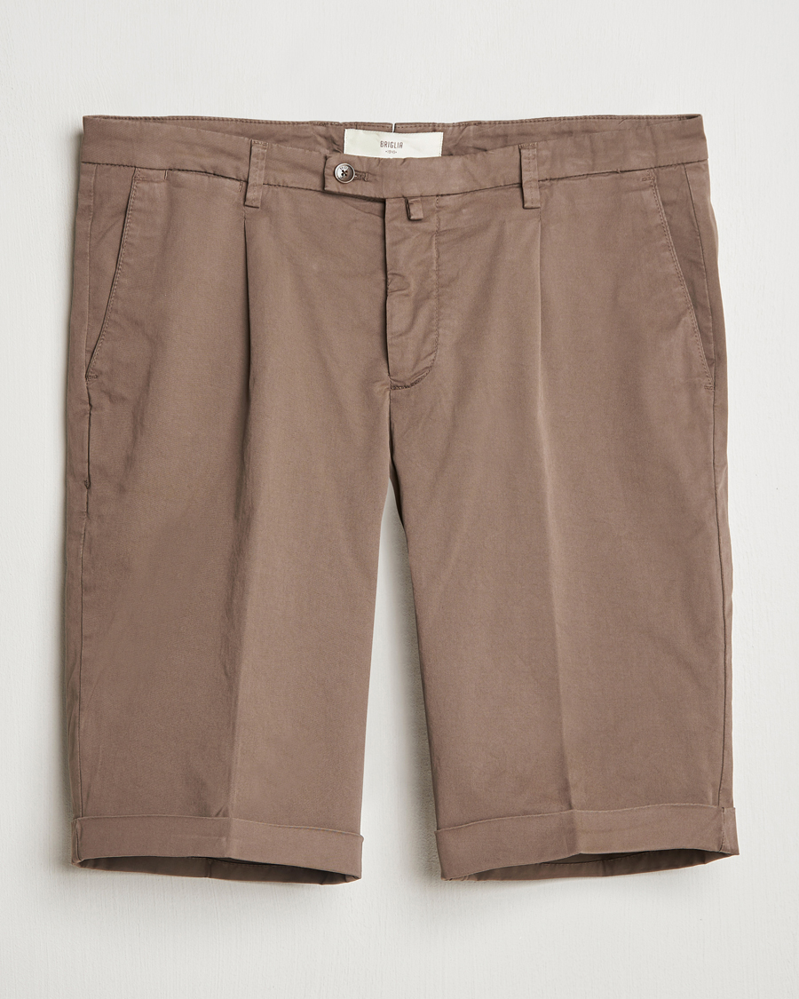 Herre | Shorts | Briglia 1949 | Pleated Cotton Shorts Brown