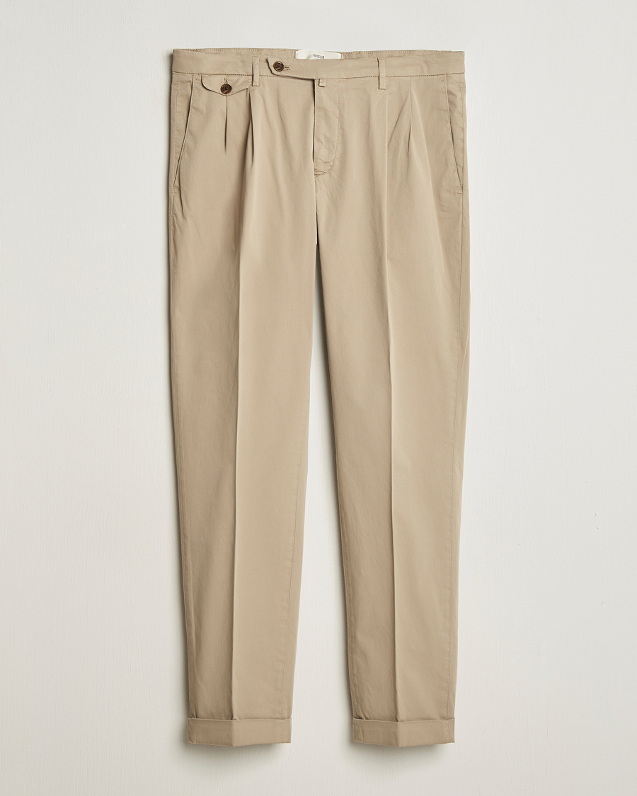 Herre | Bukser | Briglia 1949 | Easy Fit Pleated Cotton Stretch Chino Taupe
