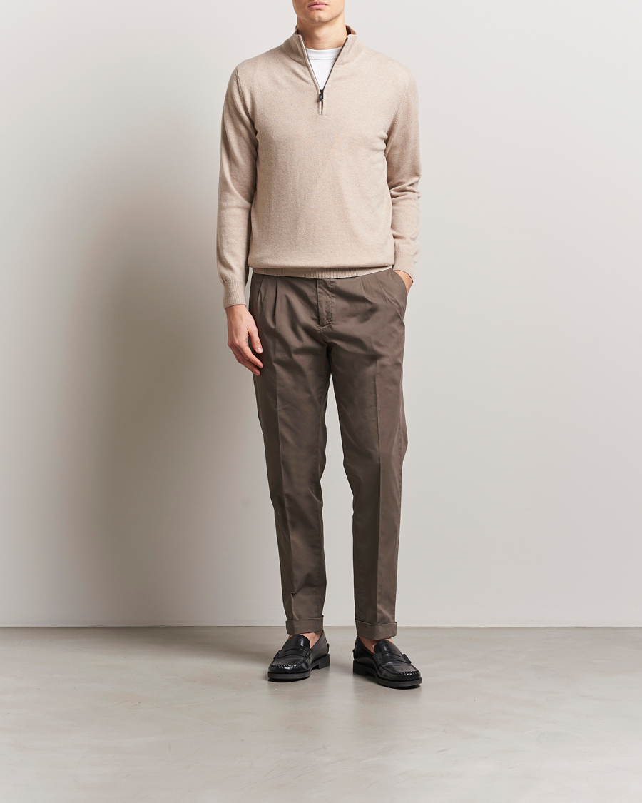 Herre | Bukser | Briglia 1949 | Easy Fit Pleated Cotton Stretch Chino Brown