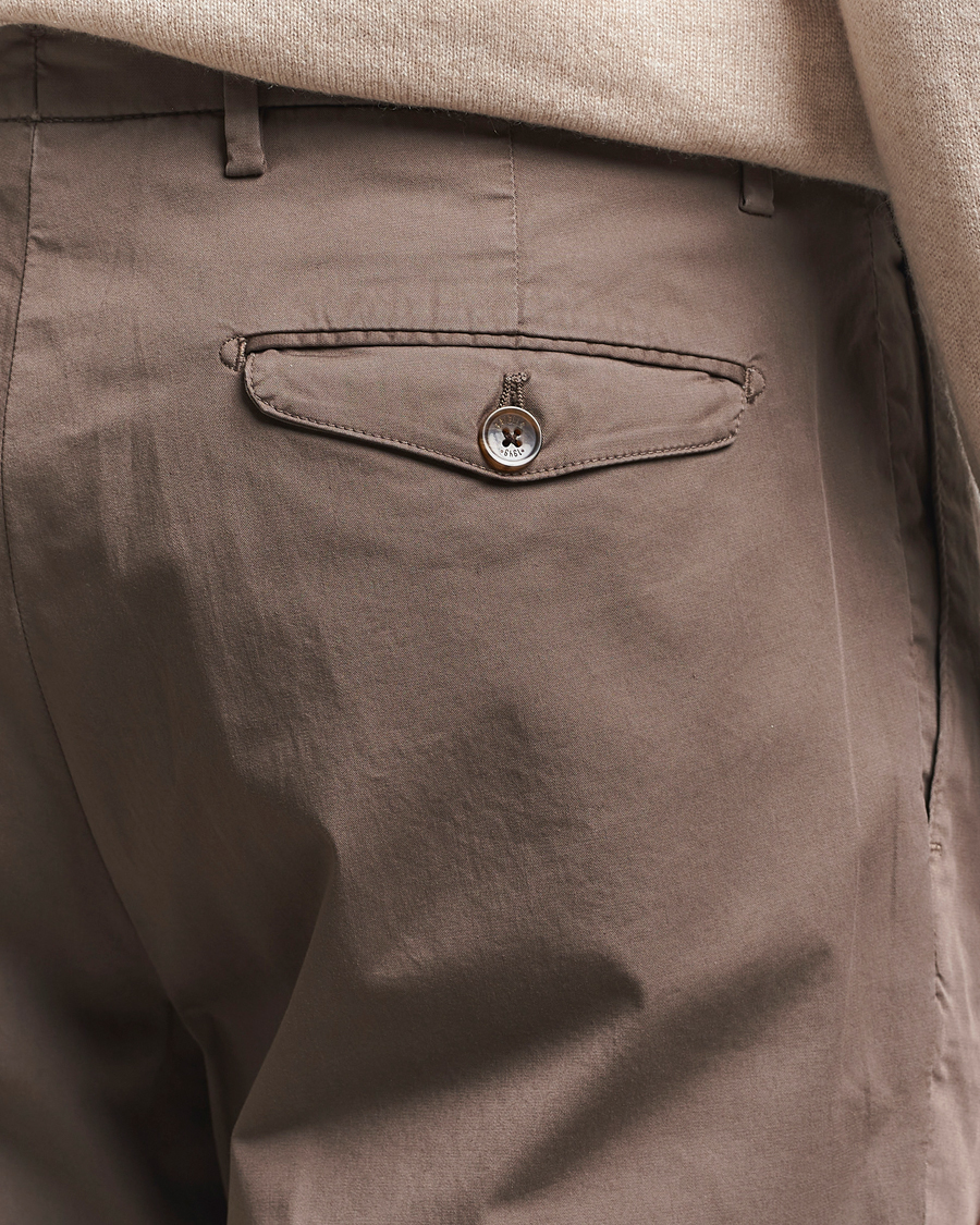 Herre | Bukser | Briglia 1949 | Easy Fit Pleated Cotton Stretch Chino Brown