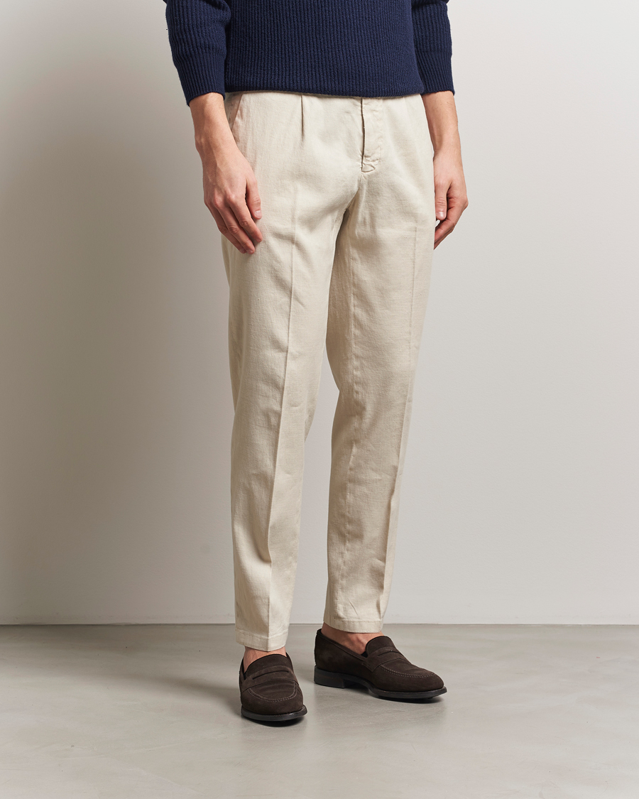 Herre | Bukser | Briglia 1949 | Pleated Linen Trousers Cream