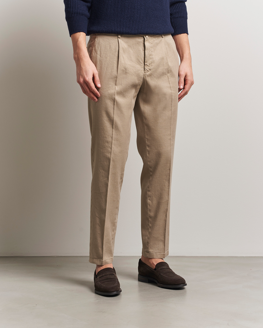 Herre | Bukser | Briglia 1949 | Pleated Linen Trousers Taupe