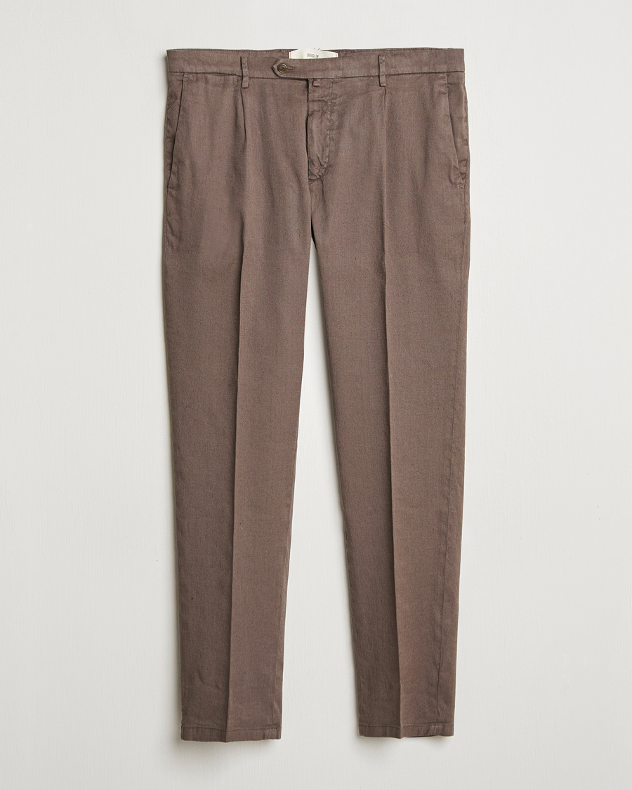 Herre | Bukser | Briglia 1949 | Pleated Linen Trousers Brown