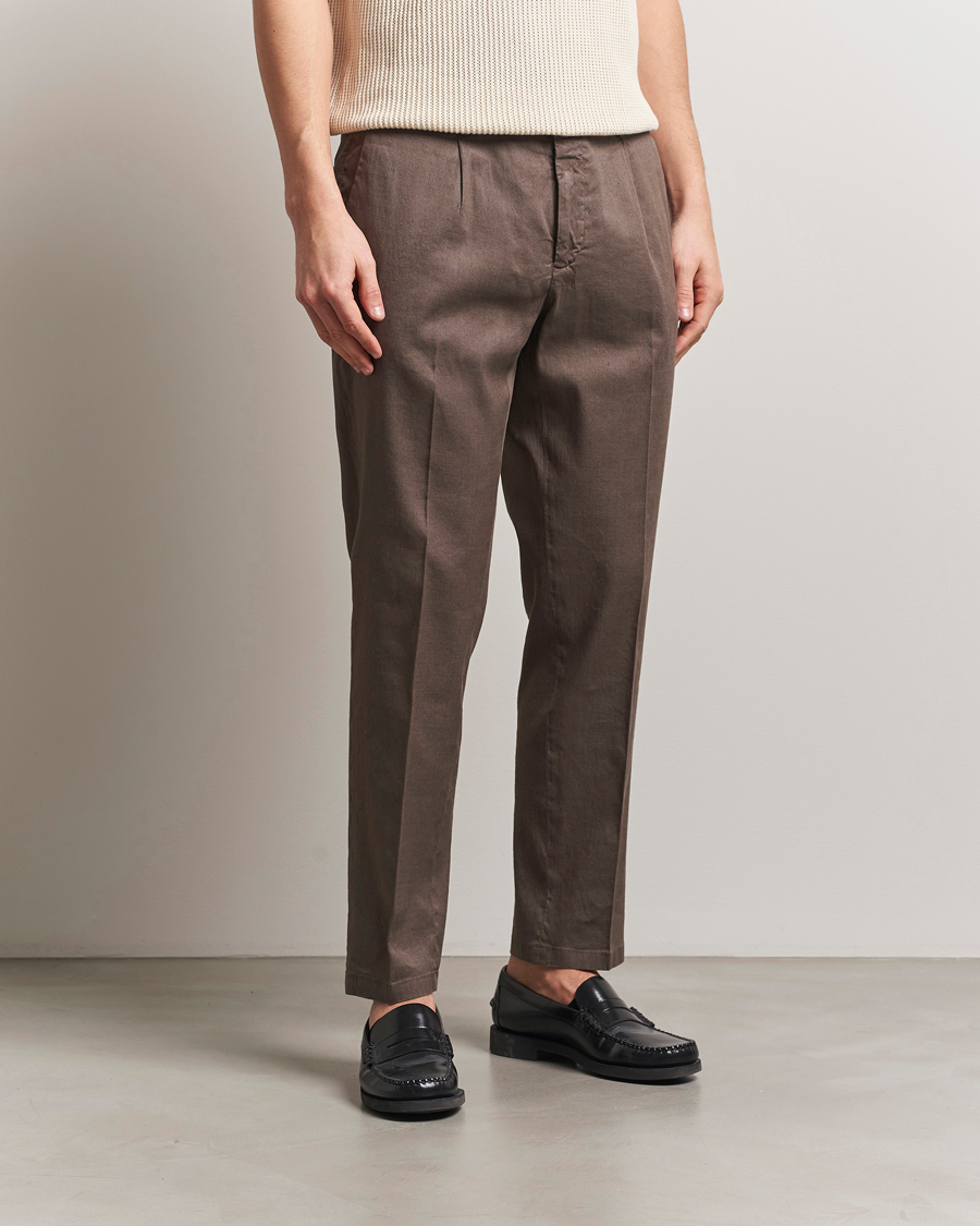 Herre | Bukser | Briglia 1949 | Pleated Linen Trousers Brown
