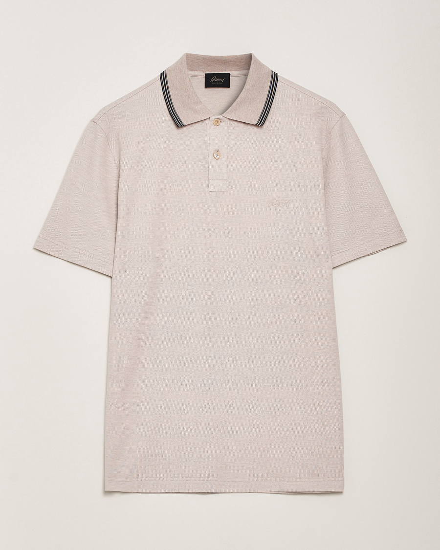 Herre | Pikéer | Brioni | Short Sleeve Cotton Piquet Polo Beige