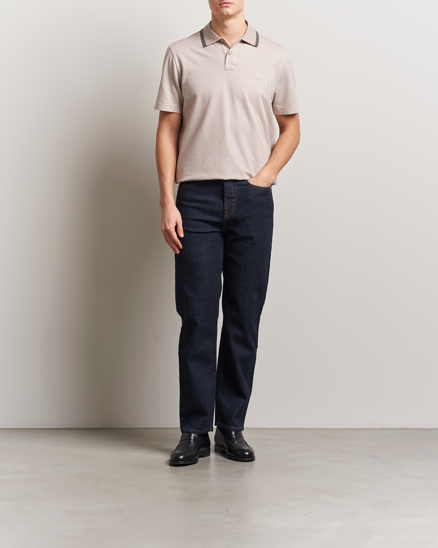 Herre | Pikéer | Brioni | Short Sleeve Cotton Piquet Polo Beige