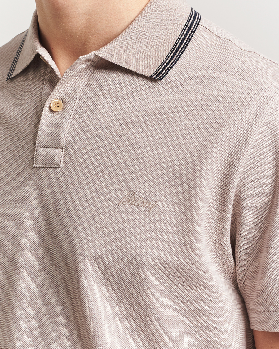 Herre | Pikéer | Brioni | Short Sleeve Cotton Piquet Polo Beige