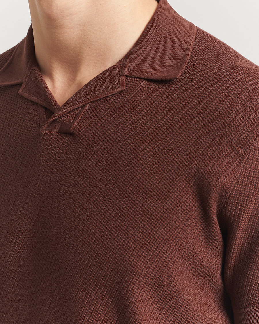 Herre | Pikéer | Brioni | Short Sleeve Sea Island Knitted Polo Brown