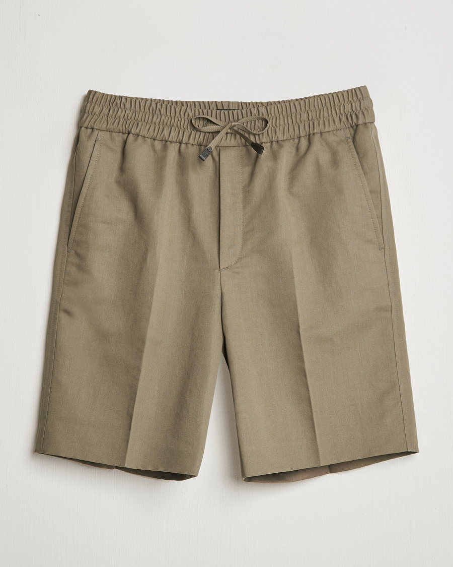 Herre | Shorts | Brioni | Cotton/Linen Drawstring Shorts Military