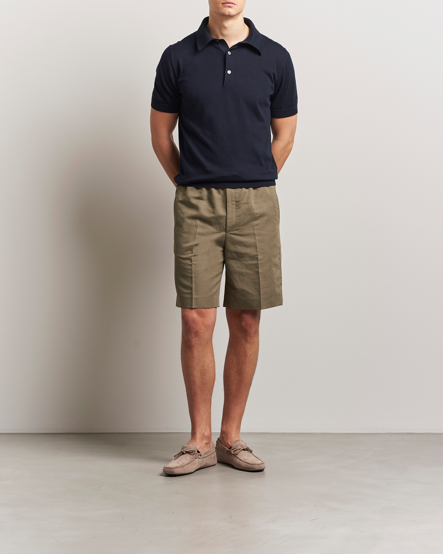 Herre | Shorts | Brioni | Cotton/Linen Drawstring Shorts Military