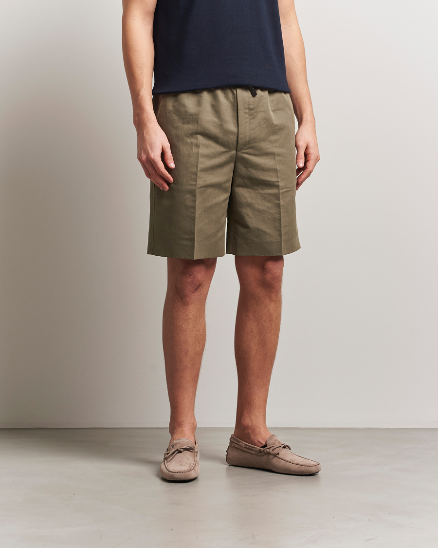 Herre | Shorts | Brioni | Cotton/Linen Drawstring Shorts Military
