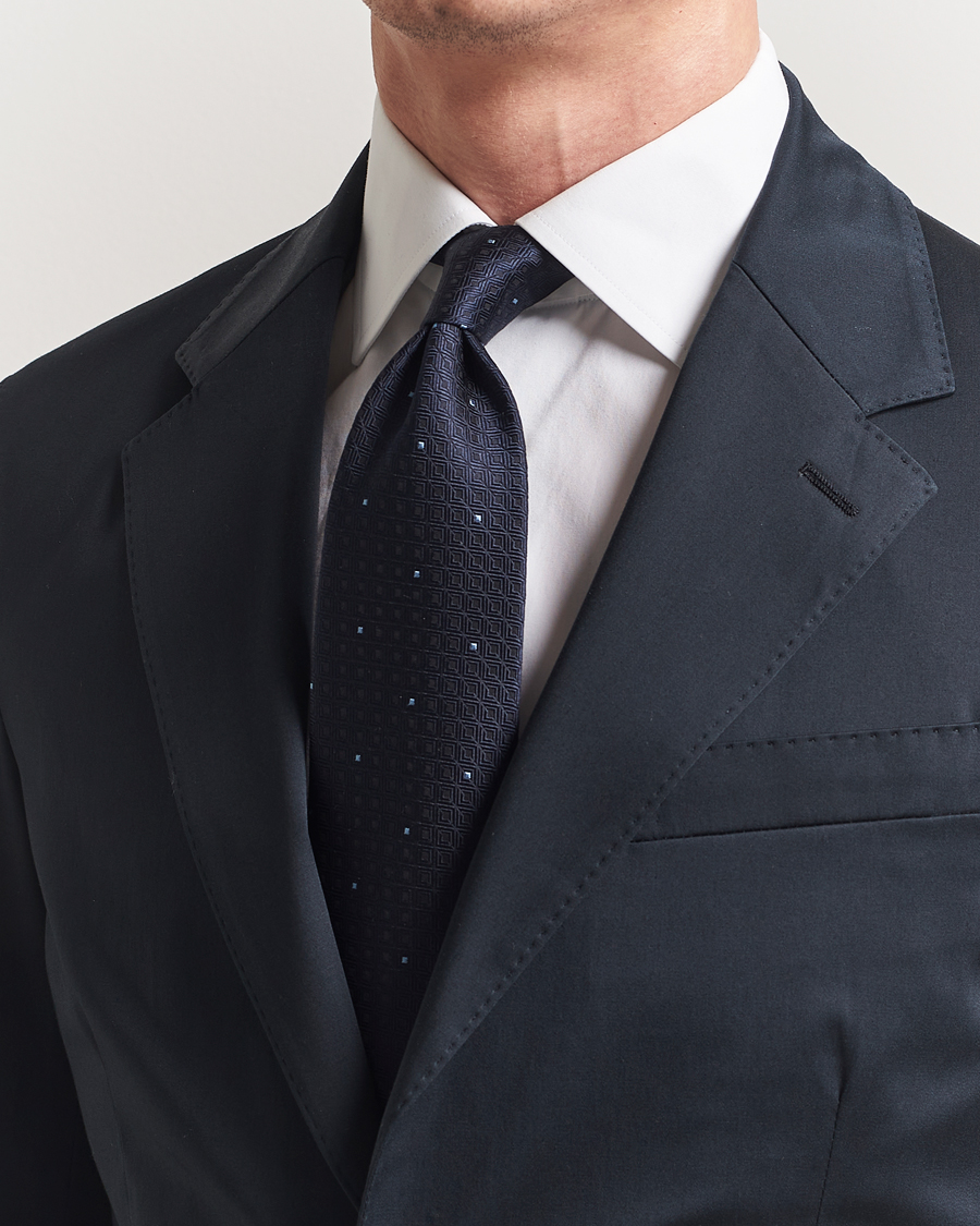 Herre | Slips | Brioni | Jacquard Silk Tie Navy