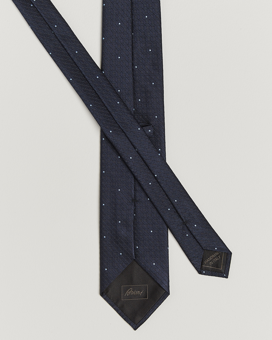 Herre | Slips | Brioni | Jacquard Silk Tie Navy