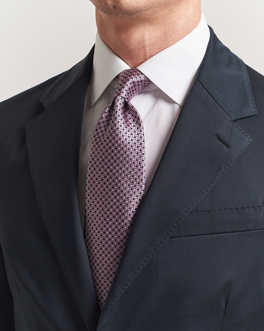 Herre | Slips | Brioni | Microstructure Silk Tie Rosa