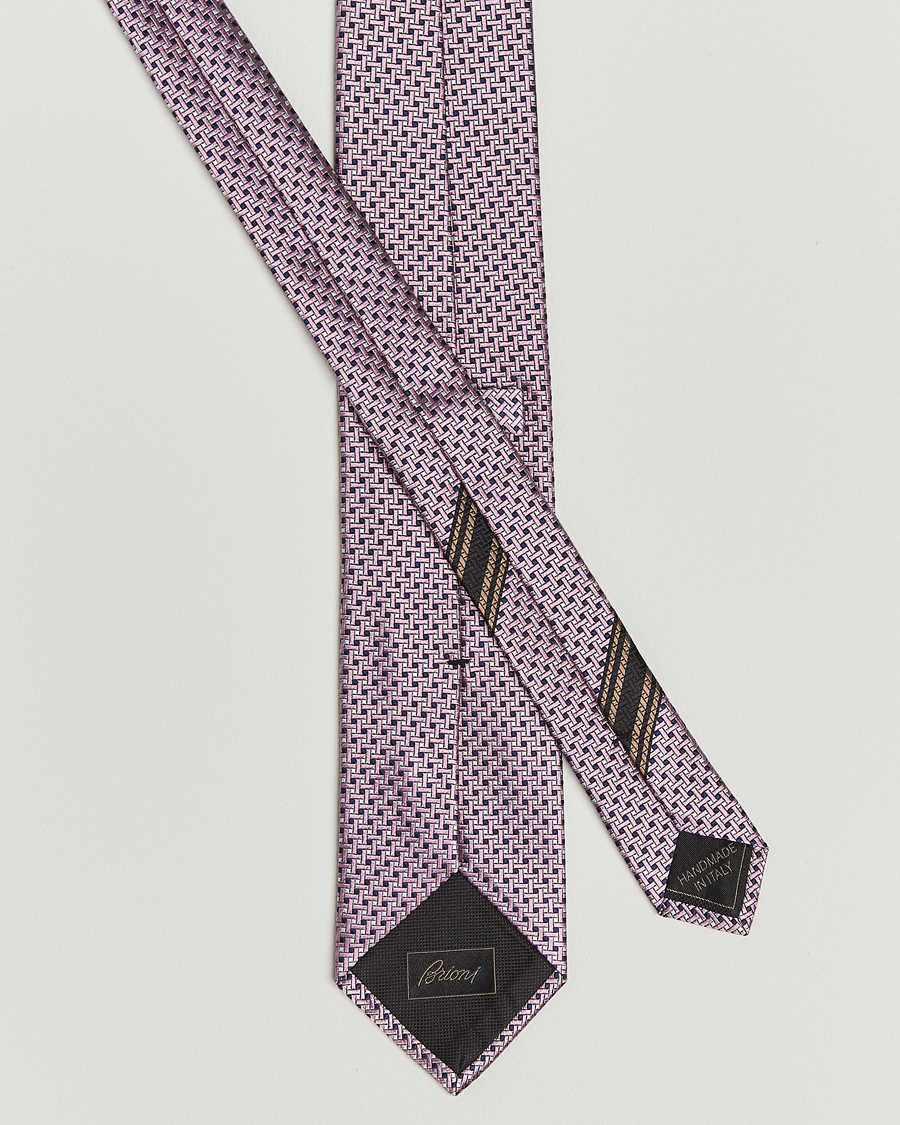 Herre | Slips | Brioni | Microstructure Silk Tie Rosa