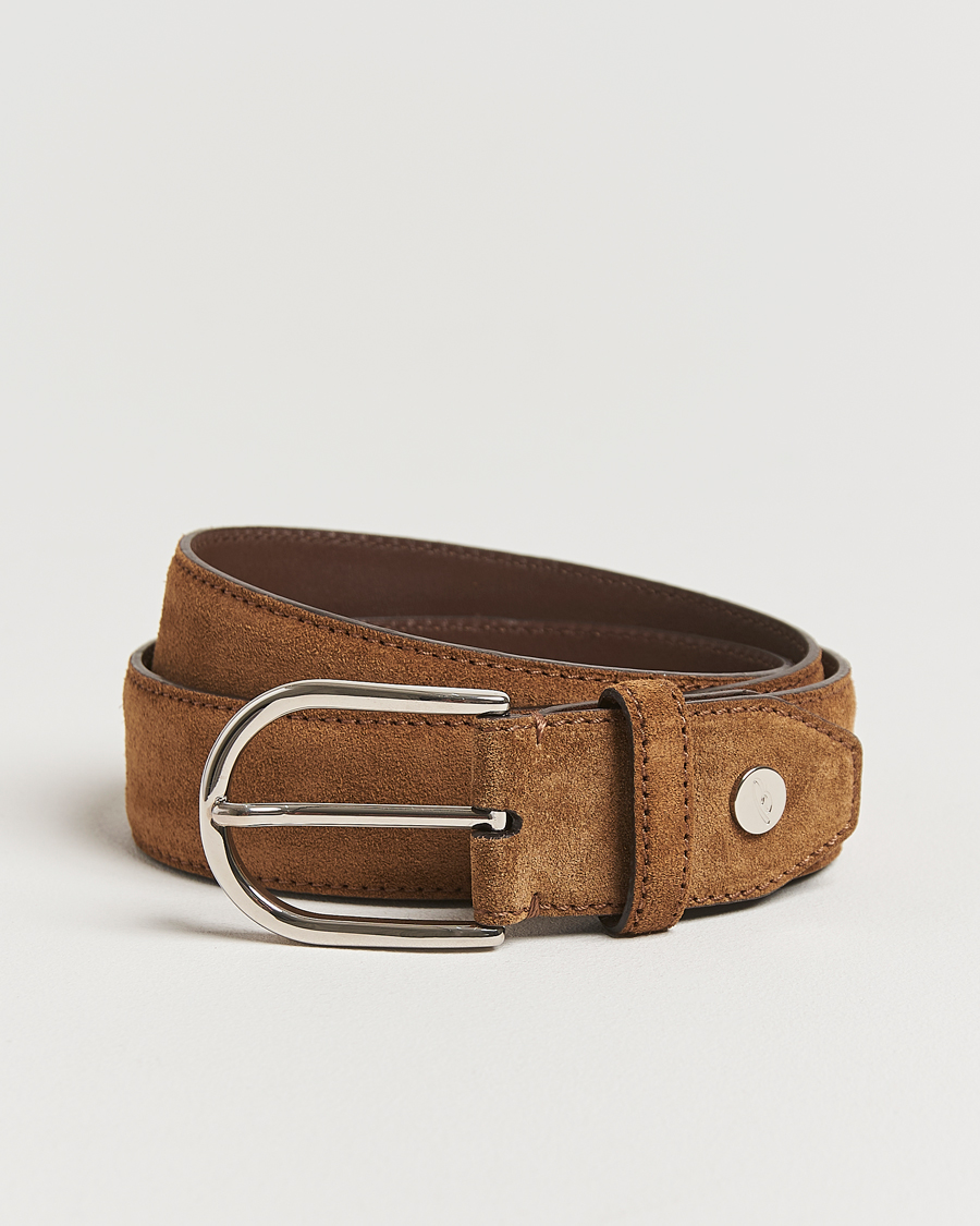 Herre | Belter | Brioni | Rounded Buckle Belt Brown Suede