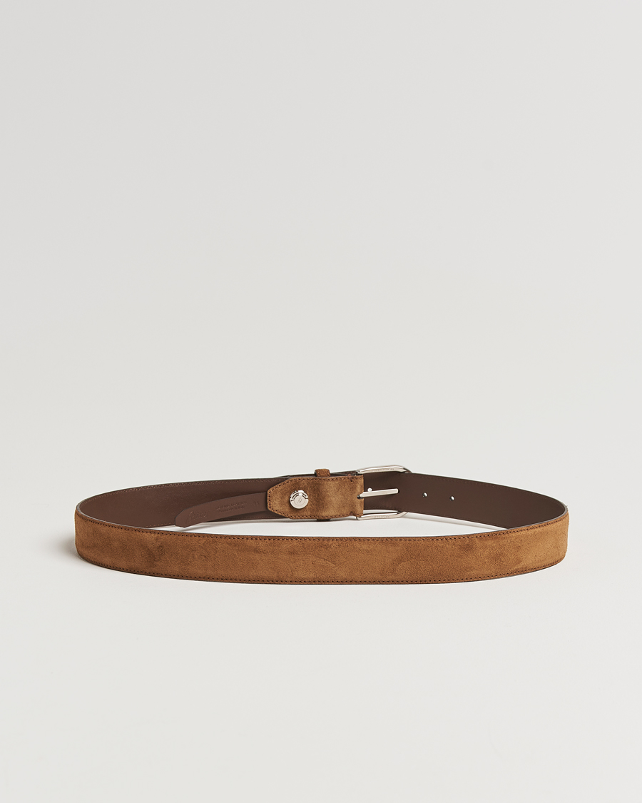Herre | Belter | Brioni | Rounded Buckle Belt Brown Suede