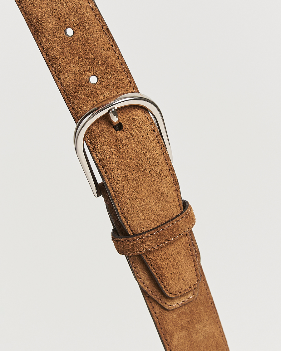 Herre | Belter | Brioni | Rounded Buckle Belt Brown Suede