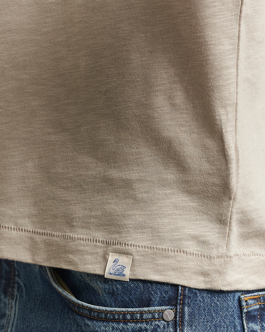 Herre | T-Shirts | Merz b. Schwanen | Organic Pima Cotton Slub Crew Neck T-Shirt Greige