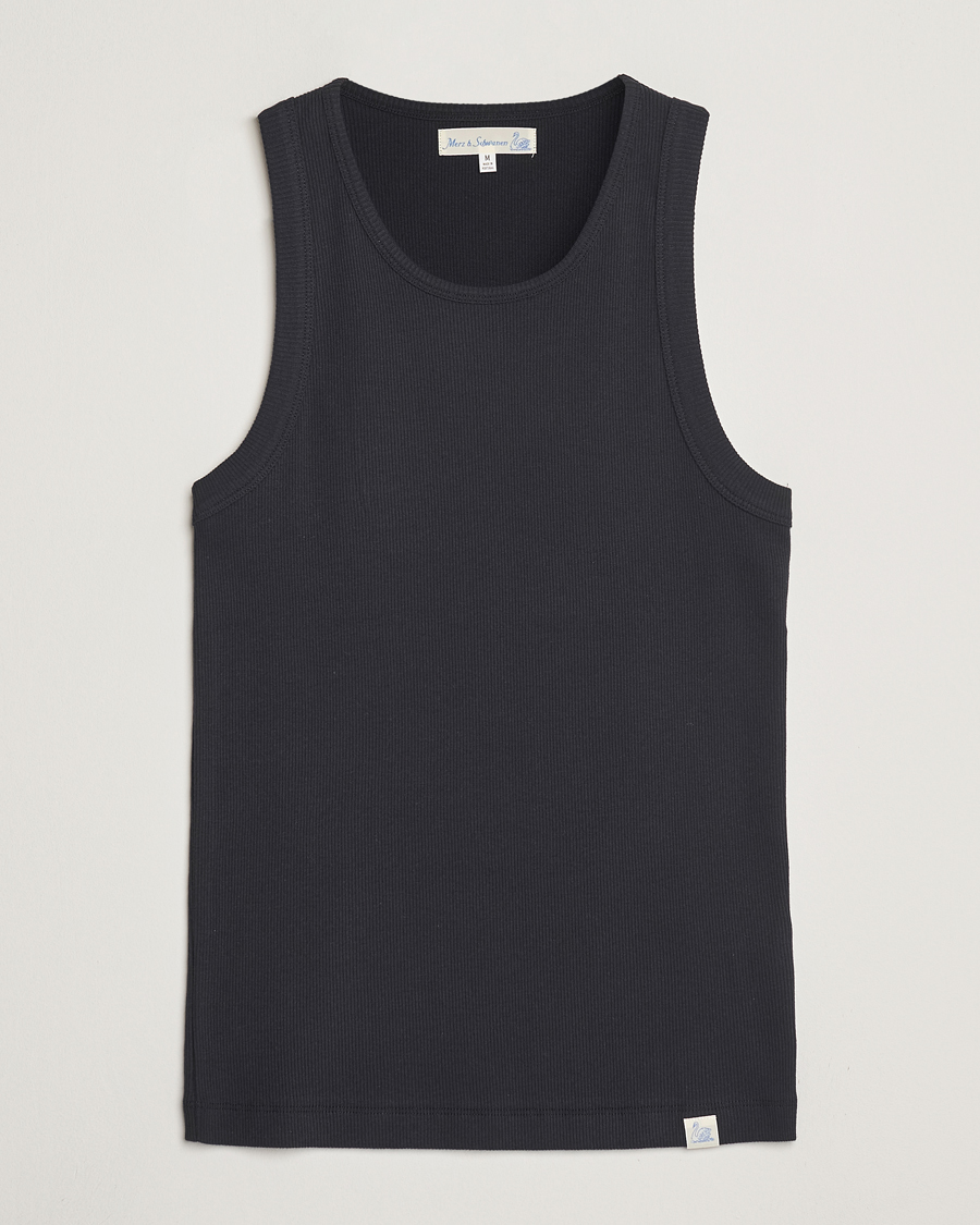 Herre | T-Shirts | Merz b. Schwanen | Ribbed Tank Top Charcoal