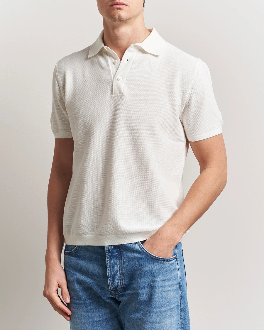 Herre | Pikéer | Merz b. Schwanen | Relaxed Fit Knitted Polo White