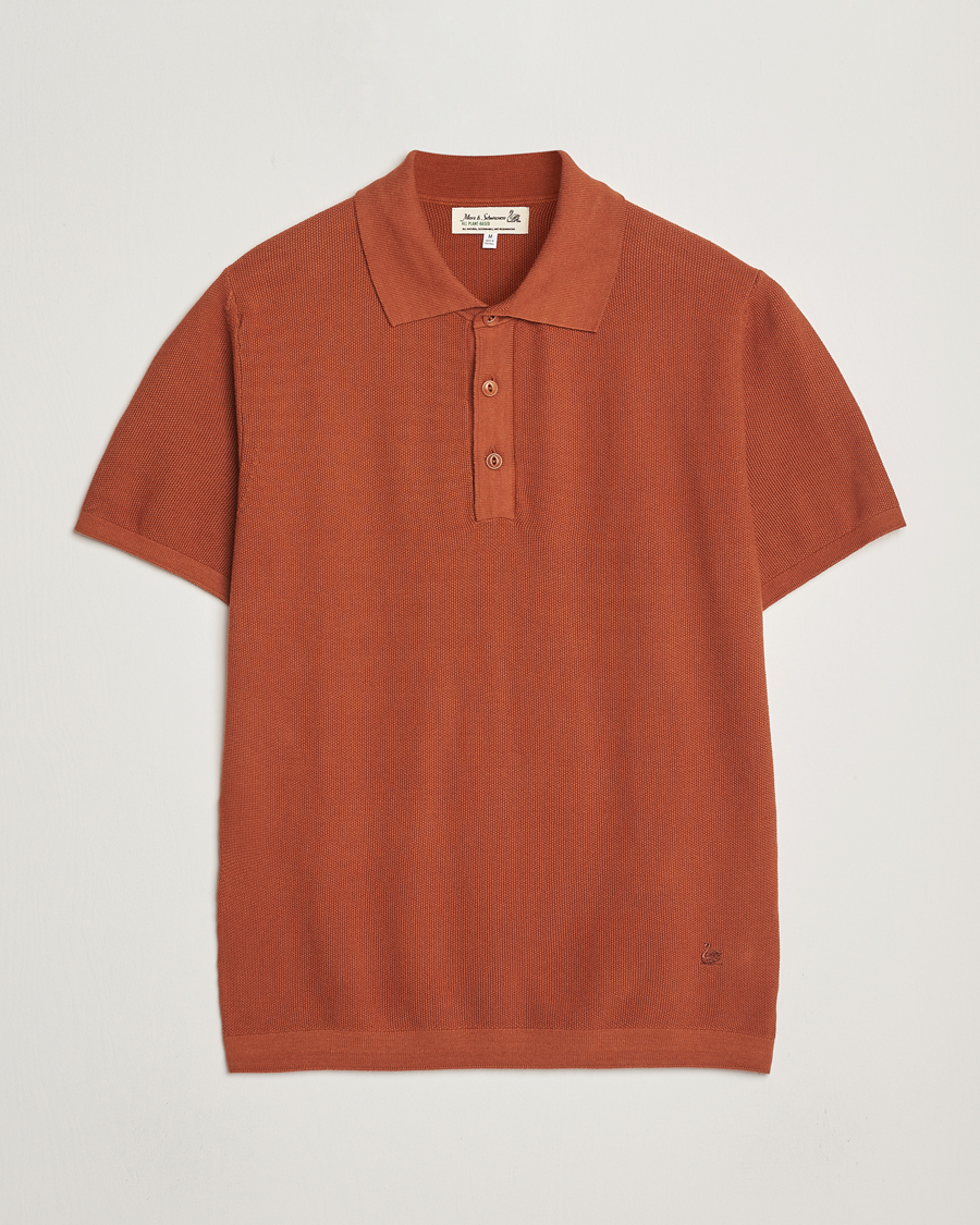 Herre | Pikéer | Merz b. Schwanen | Relaxed Fit Knitted Polo Caramel
