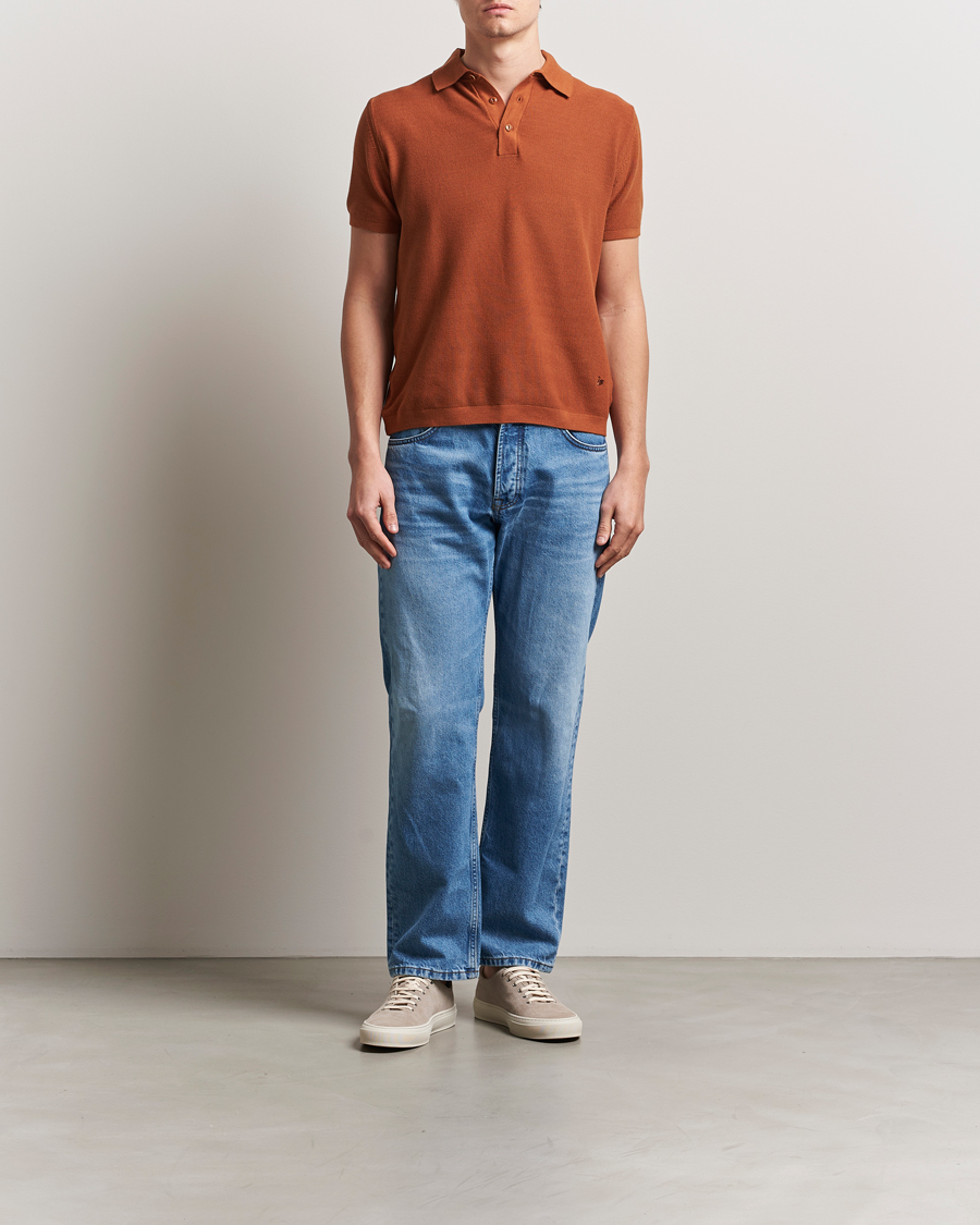 Herre | Pikéer | Merz b. Schwanen | Relaxed Fit Knitted Polo Caramel