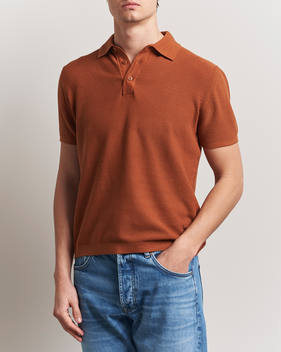 Herre | Pikéer | Merz b. Schwanen | Relaxed Fit Knitted Polo Caramel