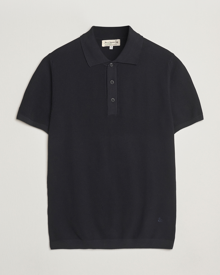 Herre | Pikéer | Merz b. Schwanen | Relaxed Fit Knitted Polo Black