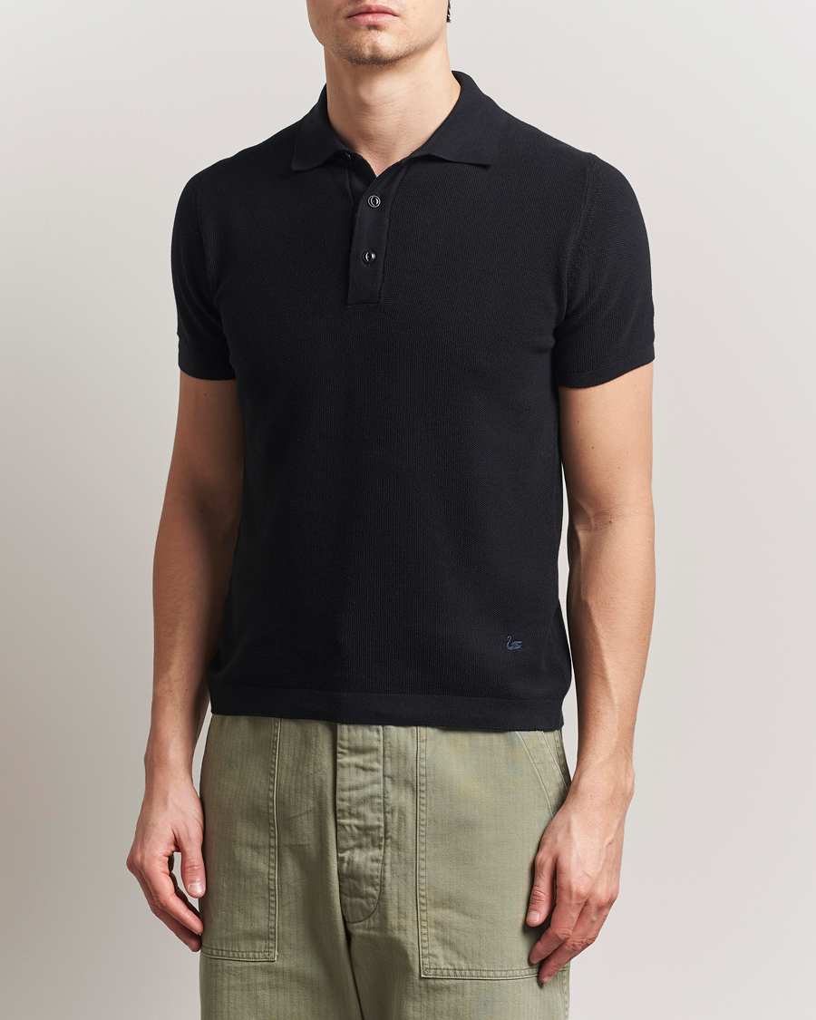Herre | Pikéer | Merz b. Schwanen | Relaxed Fit Knitted Polo Black