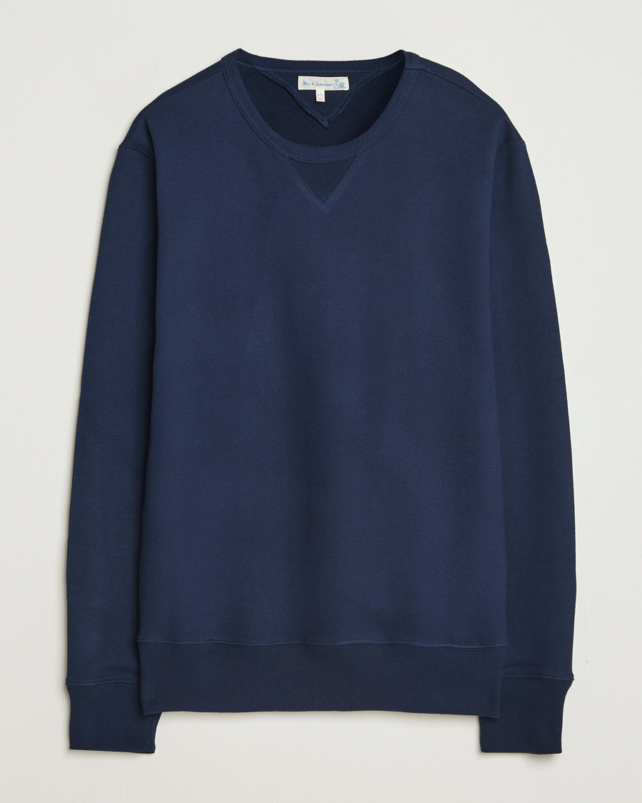 Herre | Gensere | Merz b. Schwanen | Sturdy Loopback Fleece Sweatshirt Ink Blue