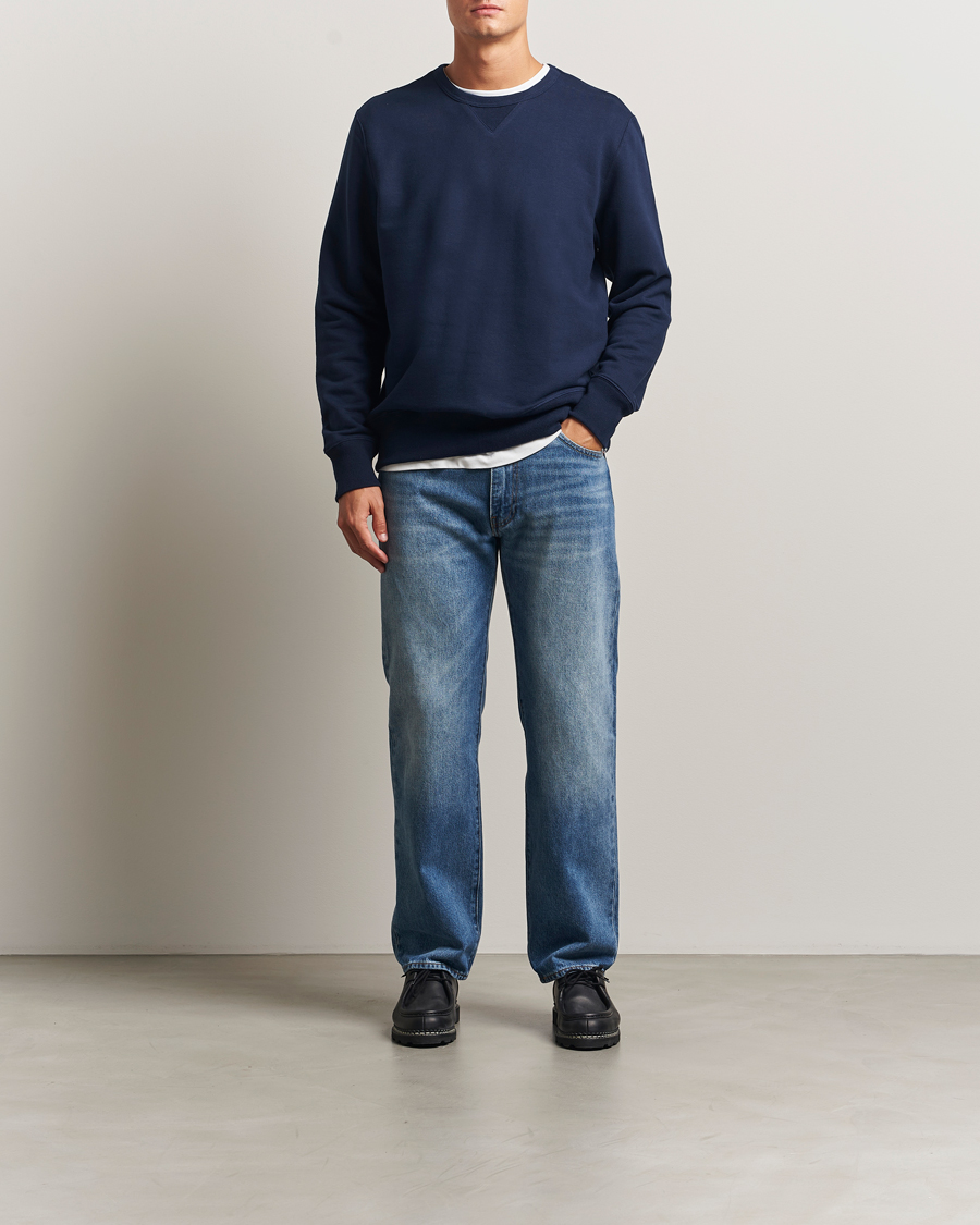 Herre | Gensere | Merz b. Schwanen | Sturdy Loopback Fleece Sweatshirt Ink Blue