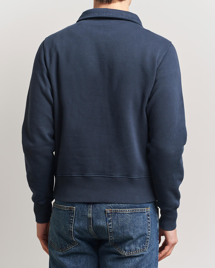 Herre | Gensere | Merz b. Schwanen | Relaxed Fit Vintage Fleece Half Zip Sweat Denim Blue