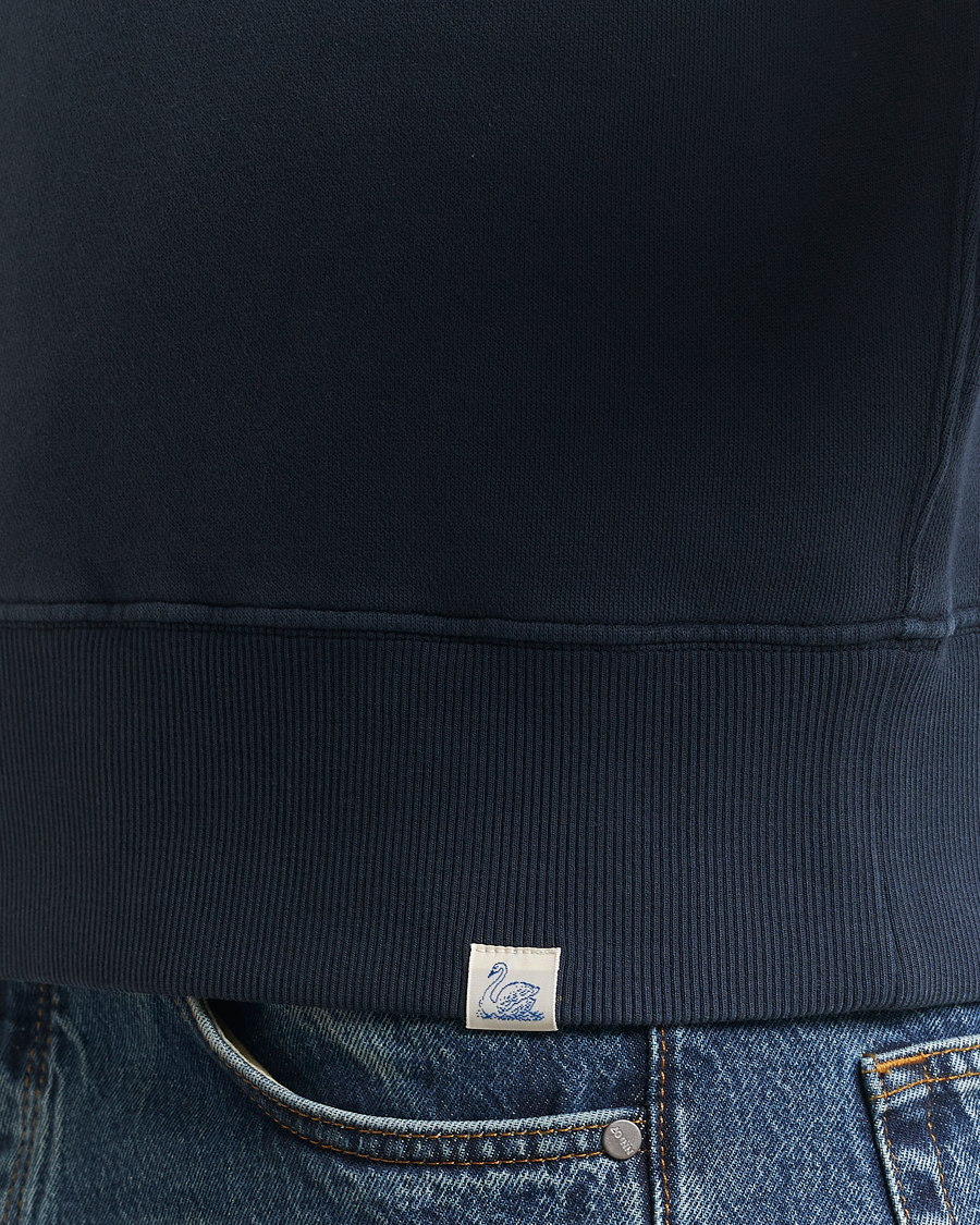 Herre | Gensere | Merz b. Schwanen | Relaxed Fit Vintage Fleece Half Zip Sweat Denim Blue