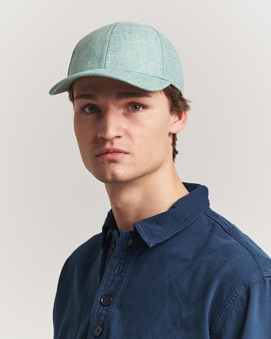Herre | Hatter og capser | Varsity Headwear | Linen Baseball Cap Cyan Green