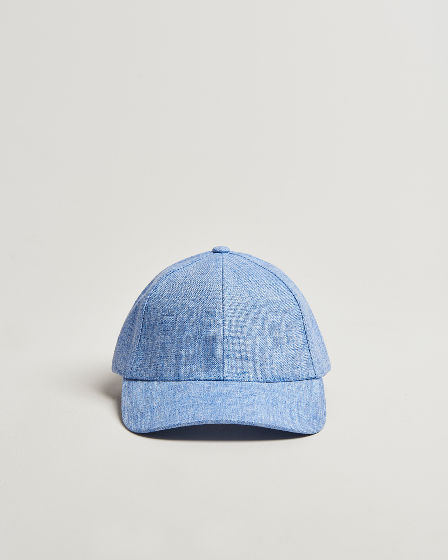 Herre | Hatter og capser | Varsity Headwear | Linen Baseball Cap Azure Blue
