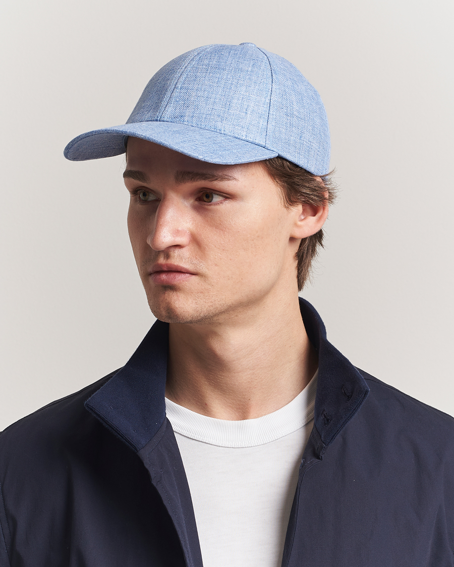 Herre | Hatter og capser | Varsity Headwear | Linen Baseball Cap Azure Blue