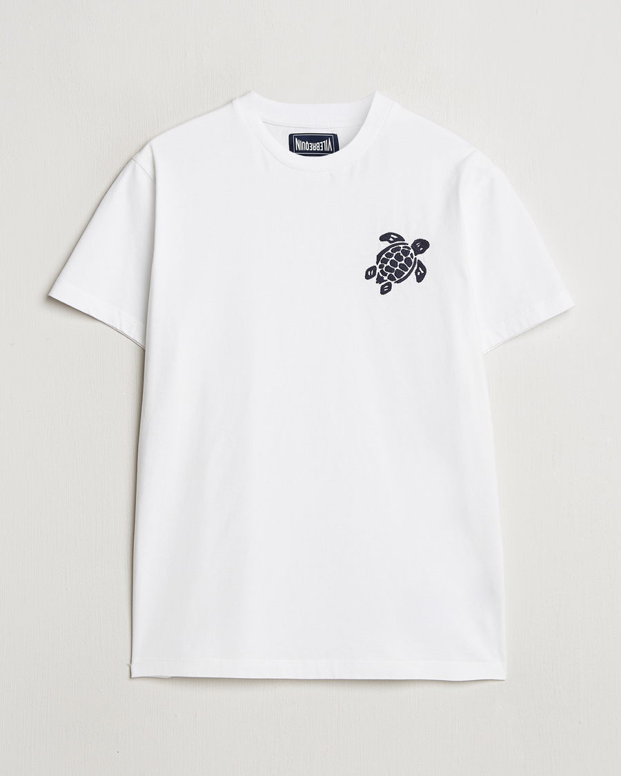 Herre | T-Shirts | Vilebrequin | Turtle Embroidery Crew Neck T-Shirt Blanc