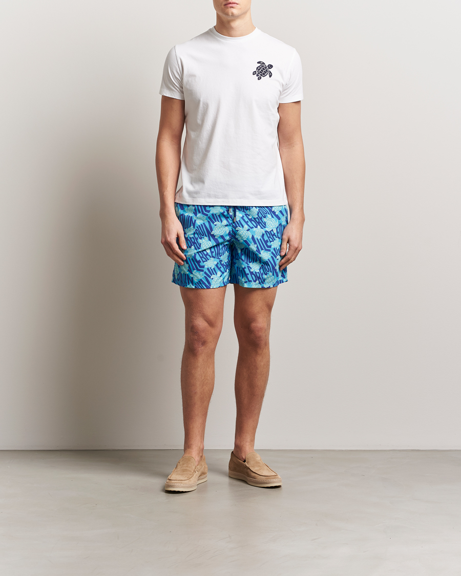 Herre | T-Shirts | Vilebrequin | Turtle Embroidery Crew Neck T-Shirt Blanc