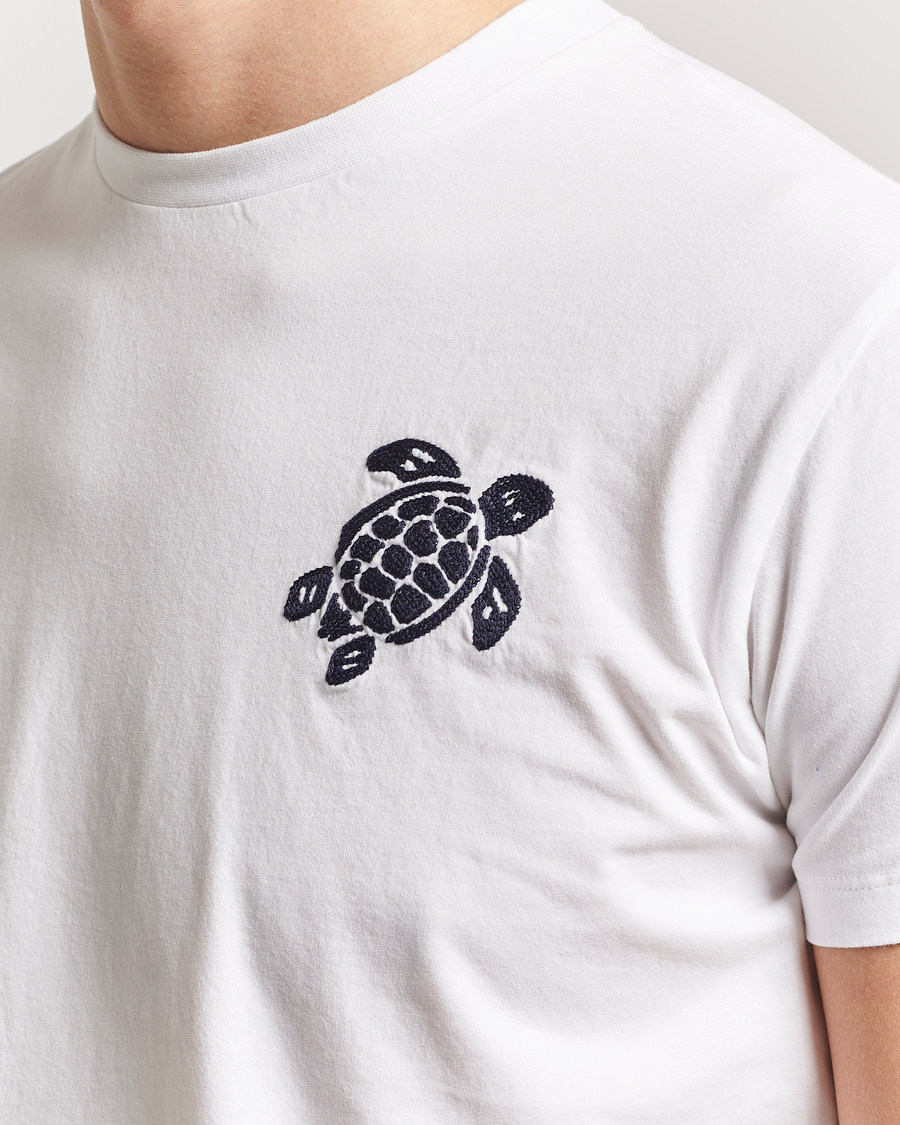 Herre | T-Shirts | Vilebrequin | Turtle Embroidery Crew Neck T-Shirt Blanc